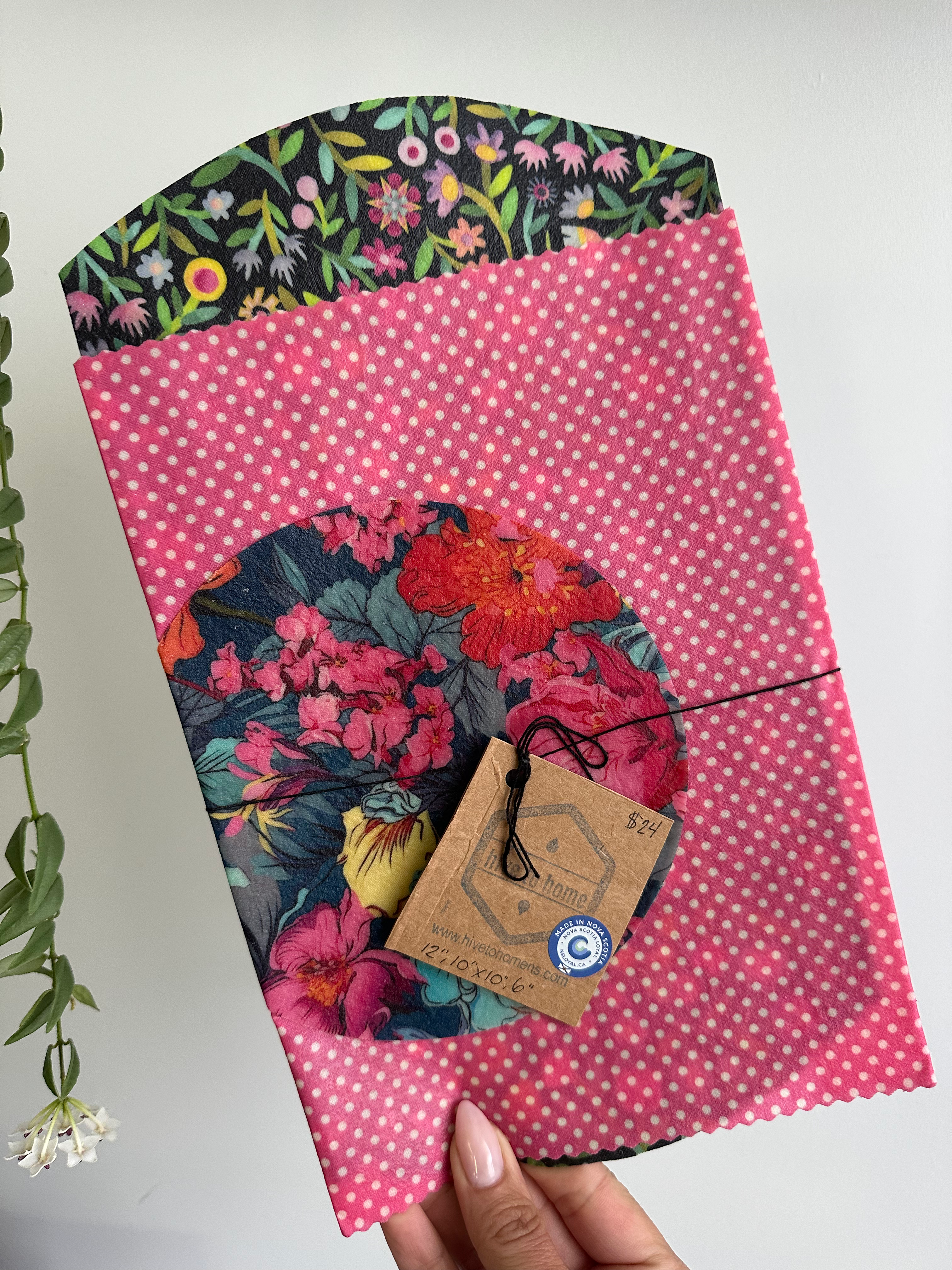Mixed Beeswax Wrap Set (12", 10x10"', 6") – Florals, Polka Dots