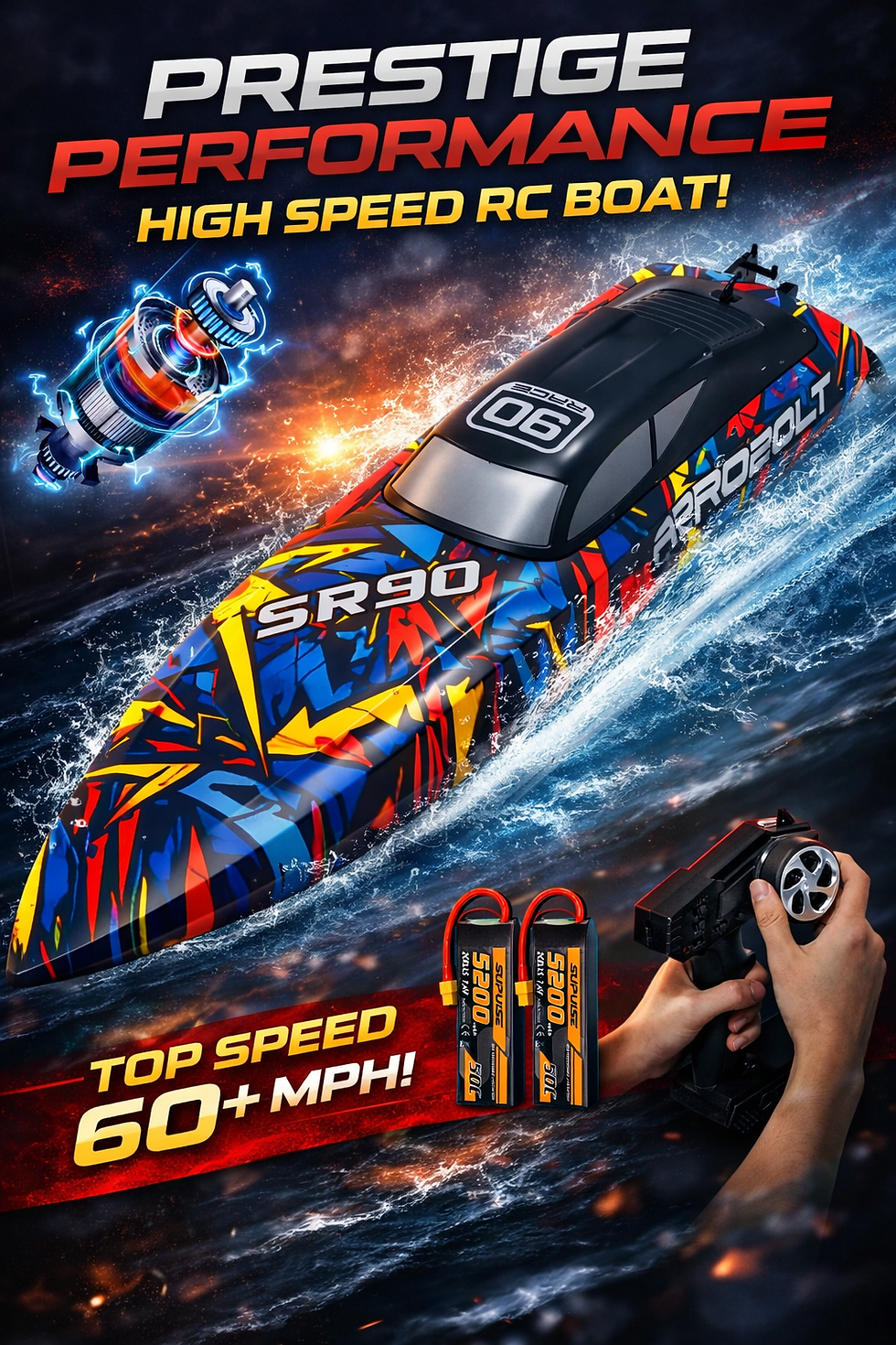 Thumbnail: SR90 – Brushless High-Speed RC Boat with Batteries RTR 🚤⚡️