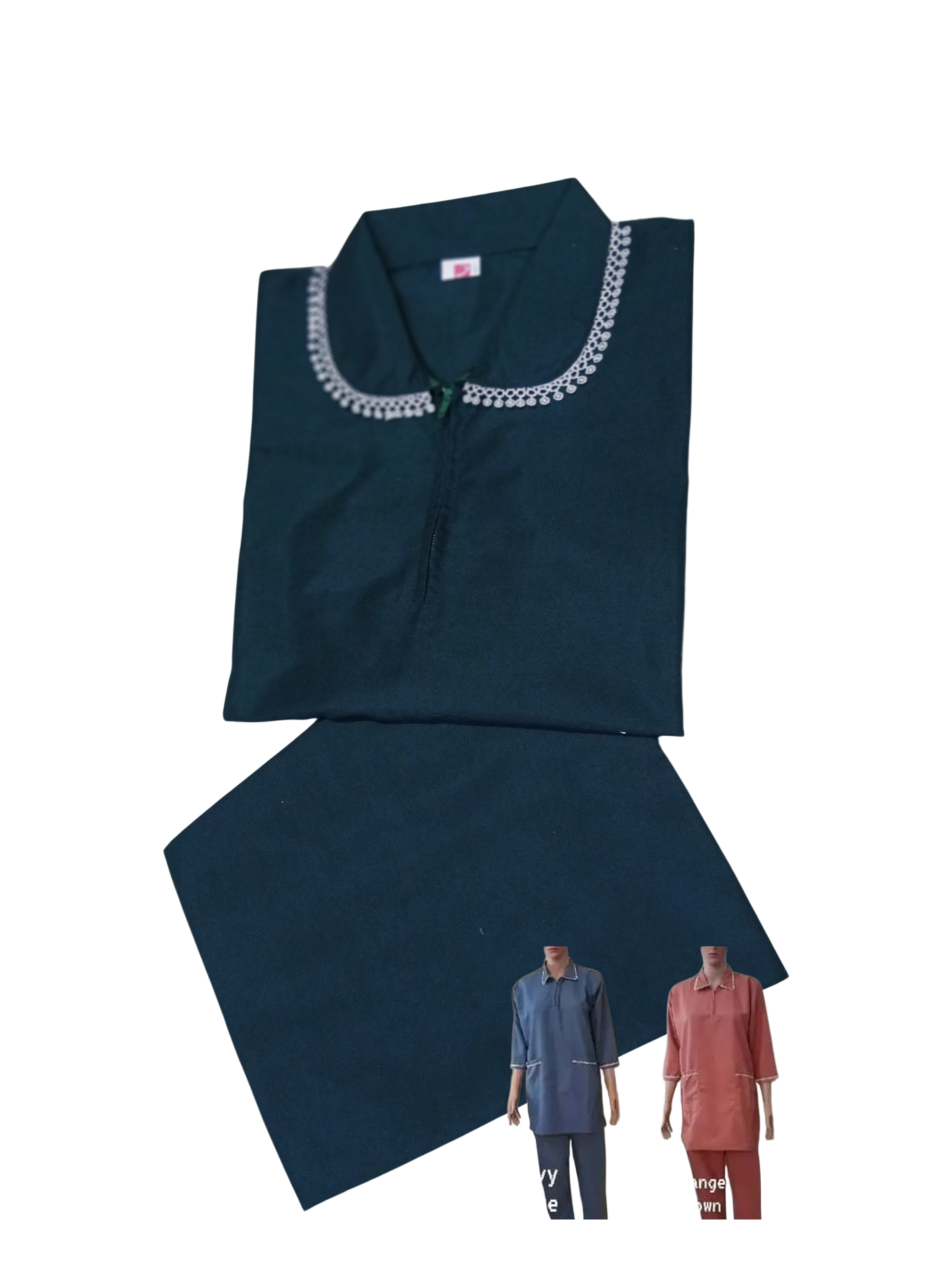 3/4 Sleeve - dark green - cotton with collar