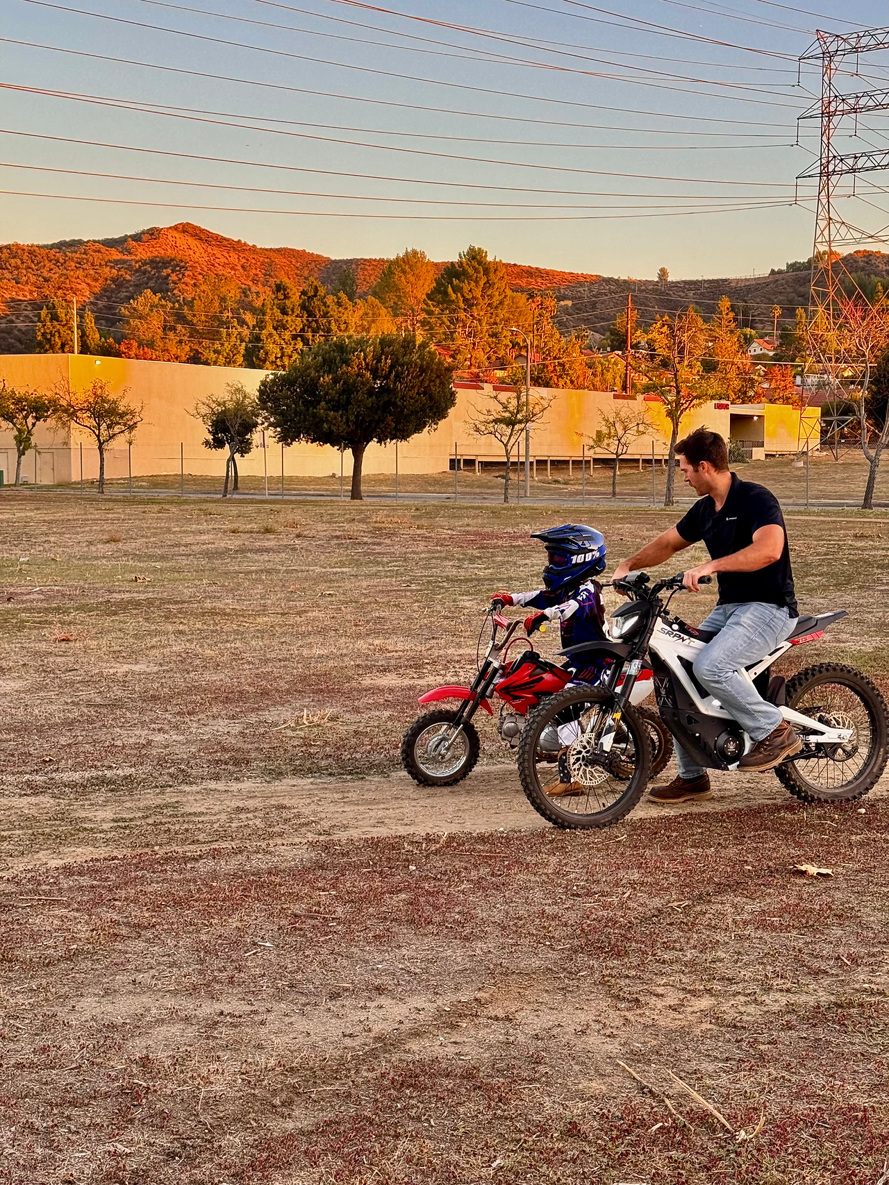 Sam and Brayden racing mopeds in Santa Clarita, CA