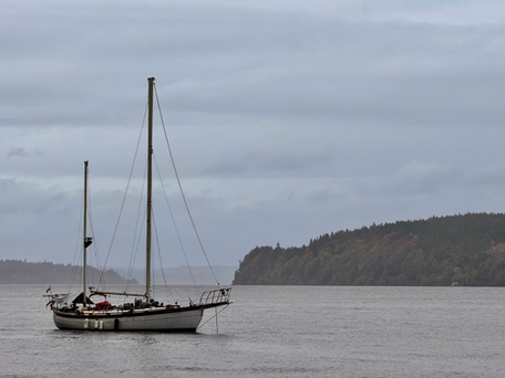 An anchored ship in commencement bay