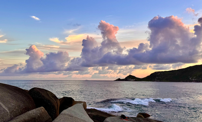 Sky Blue Pink in the clouds after the sun dipped behind the mountains