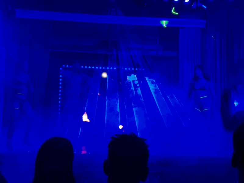 Lasers, glow sticks, and a flame thrower, all at once!