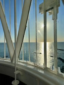 View from inside the lighthouse looking south over the water