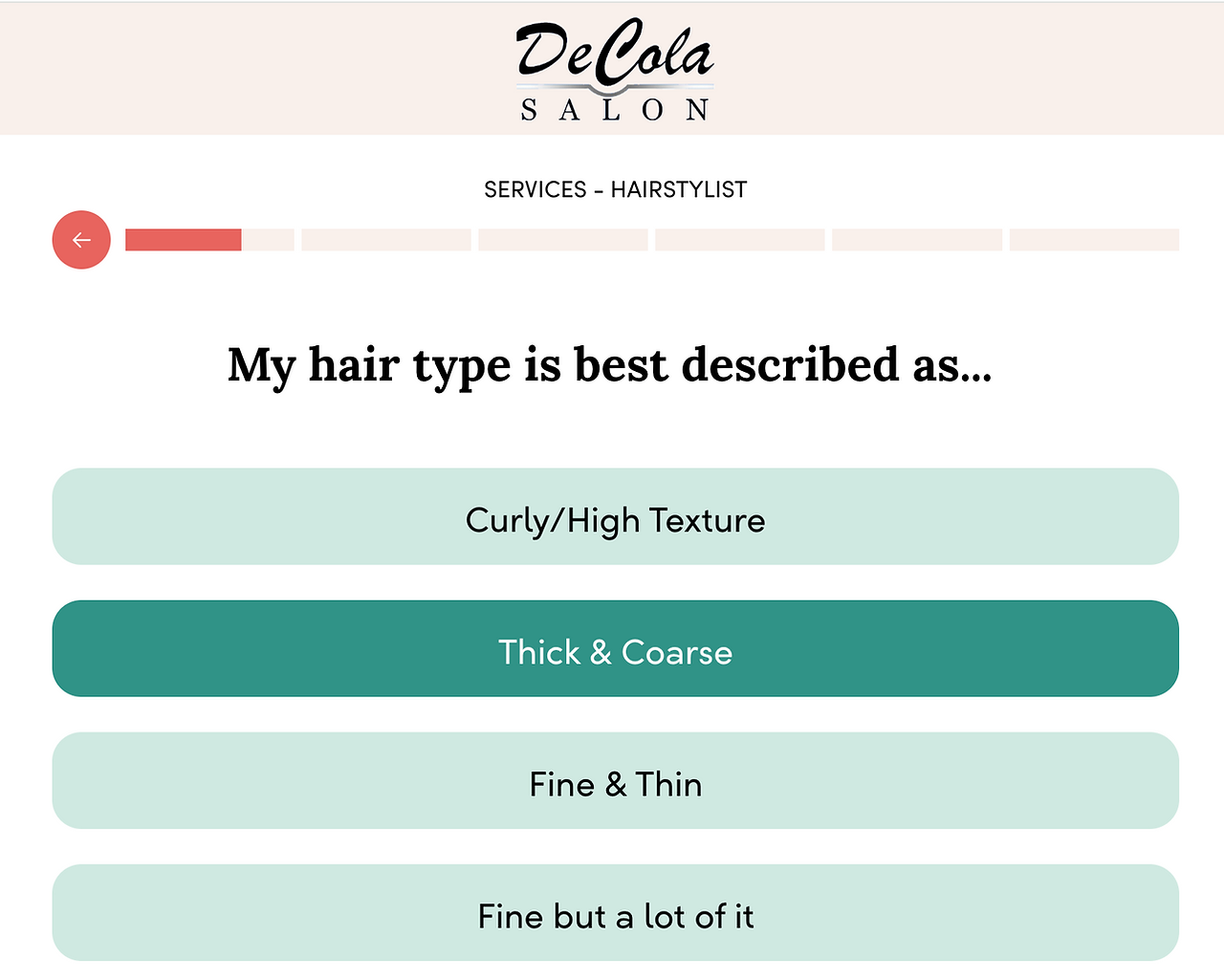 Stylist Match Quiz question