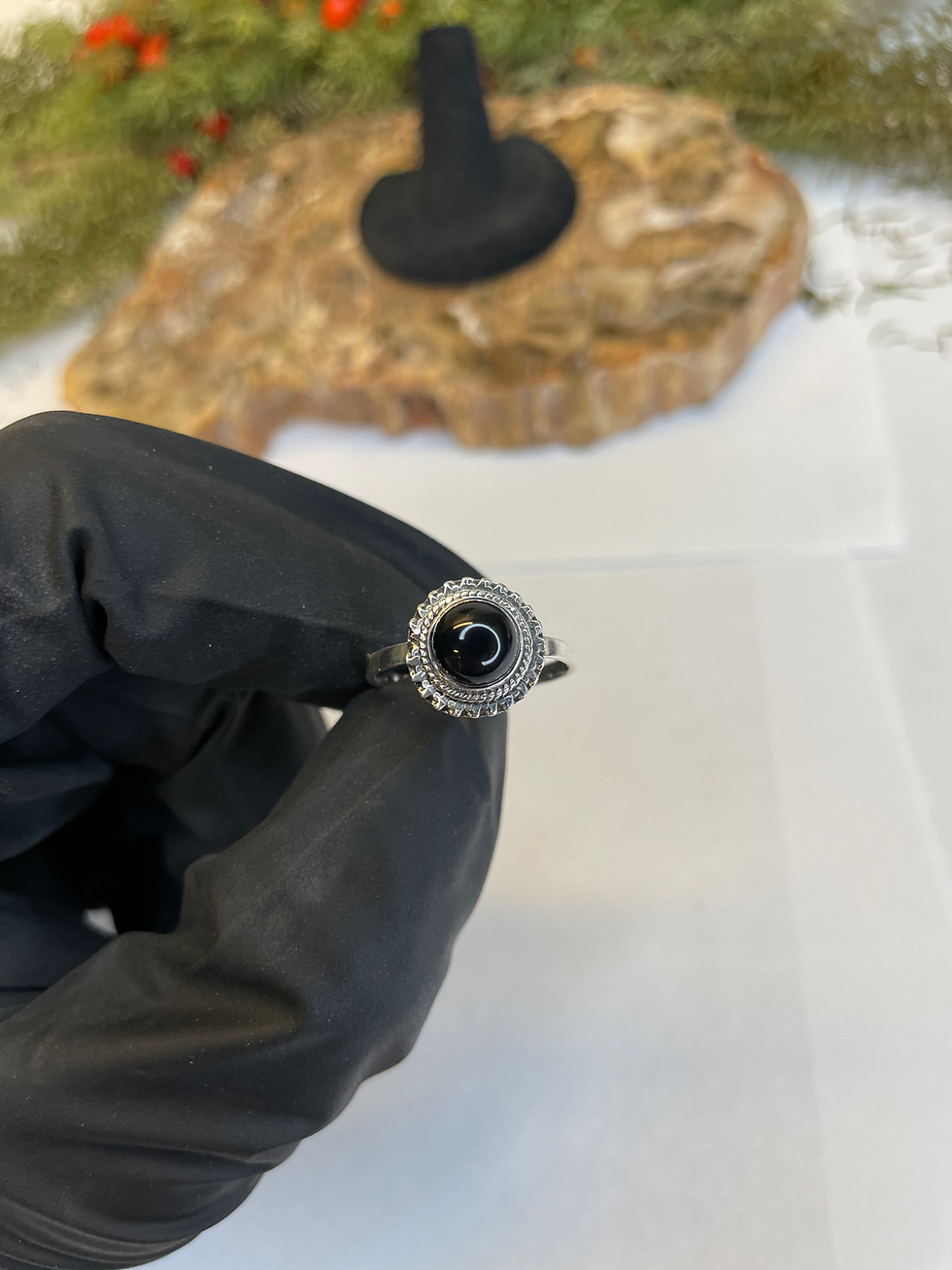Thumbnail: Obsidian Ring - Sterling Silver
