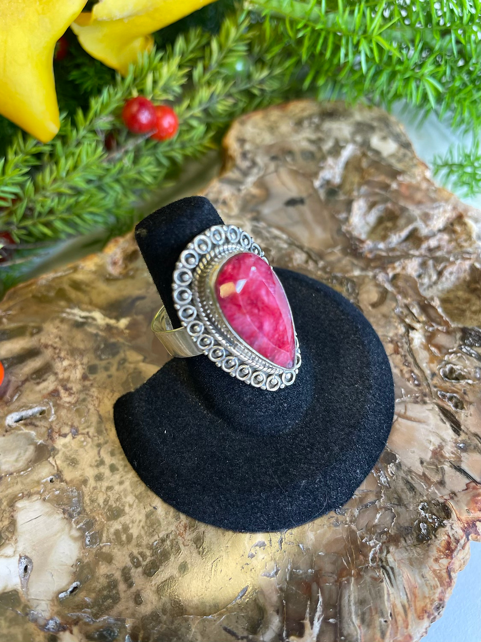 Thumbnail: Ruby Sterling Silver Ring - Teardrop