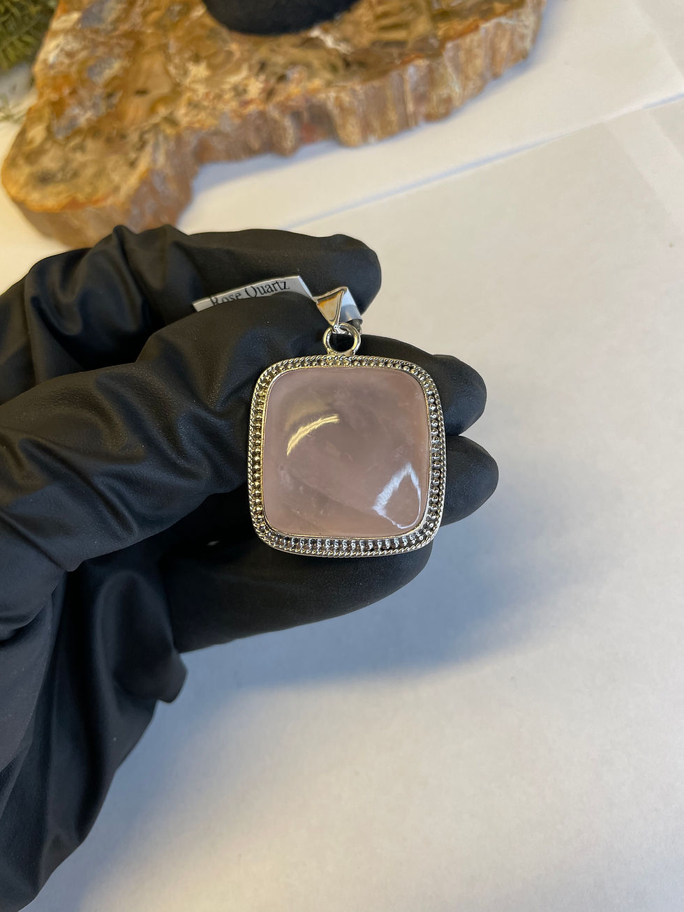 Thumbnail: Rose Quartz Pendant - Sterling Silver