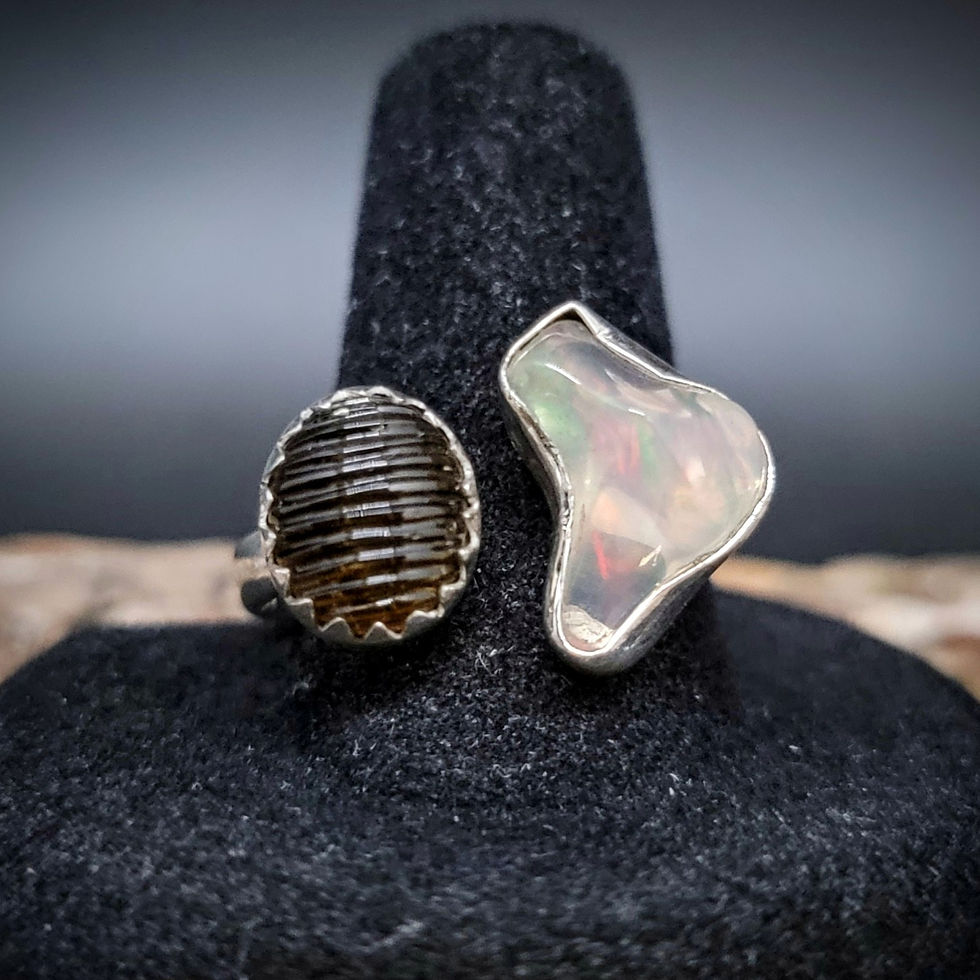 Thumbnail: Tourmaline & Opal Ring - Sterling Silver