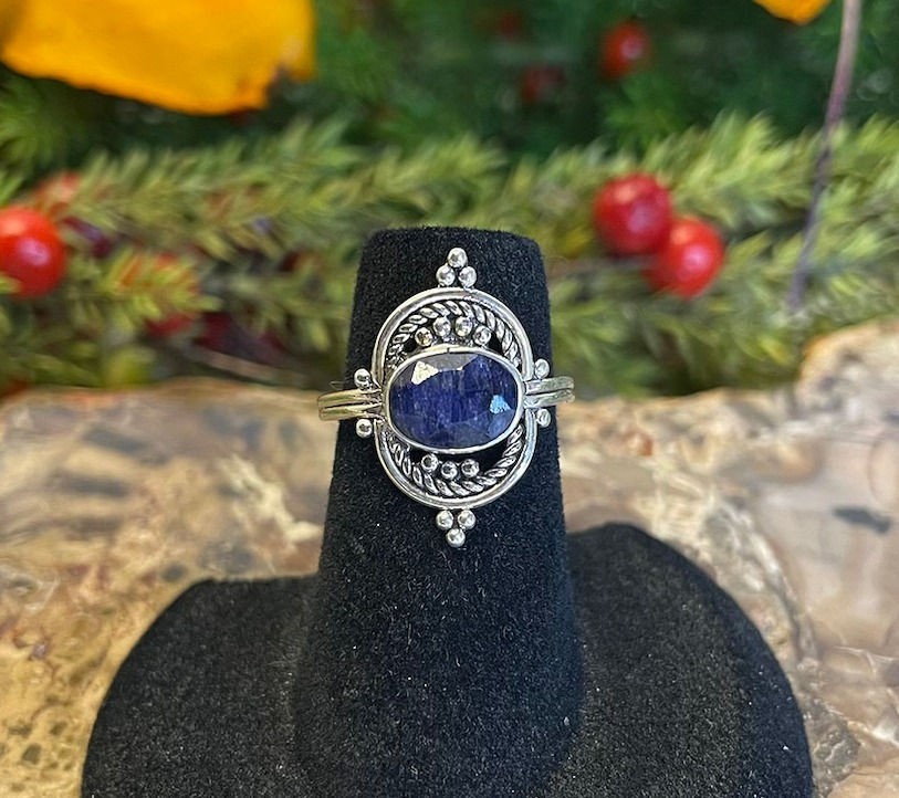 Sapphire Sterling Silver Ring - Oval