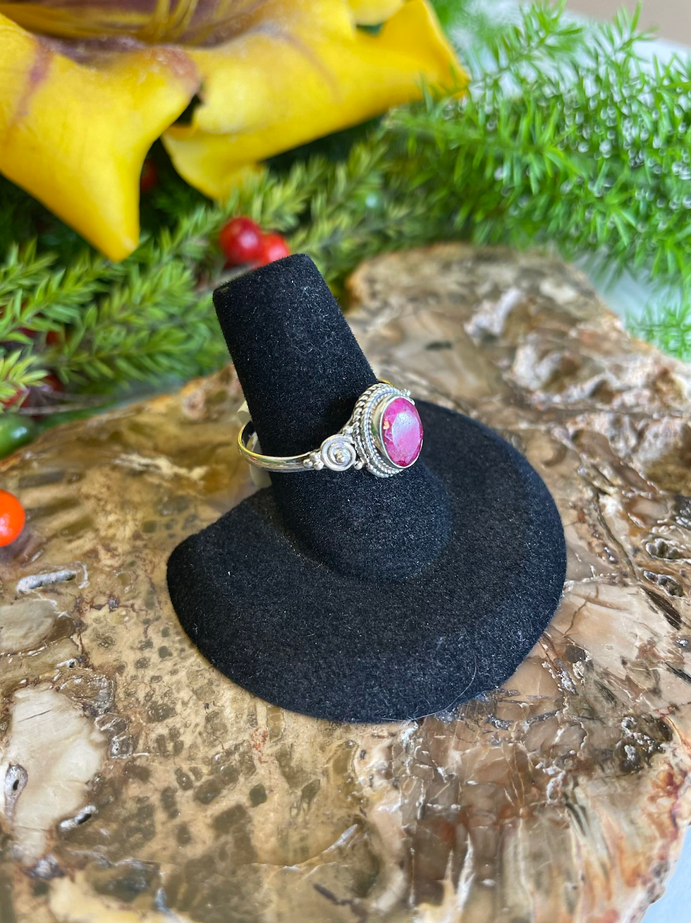 Thumbnail: Ruby Sterling Silver Ring - Oval