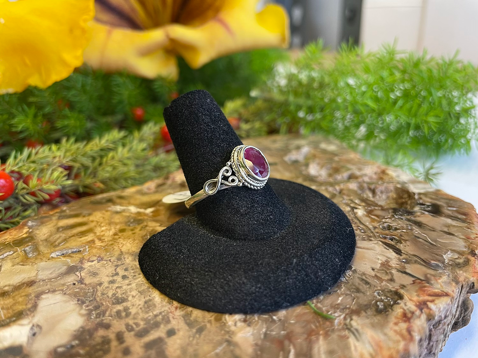 Thumbnail: Ruby Sterling Silver Ring - Oval