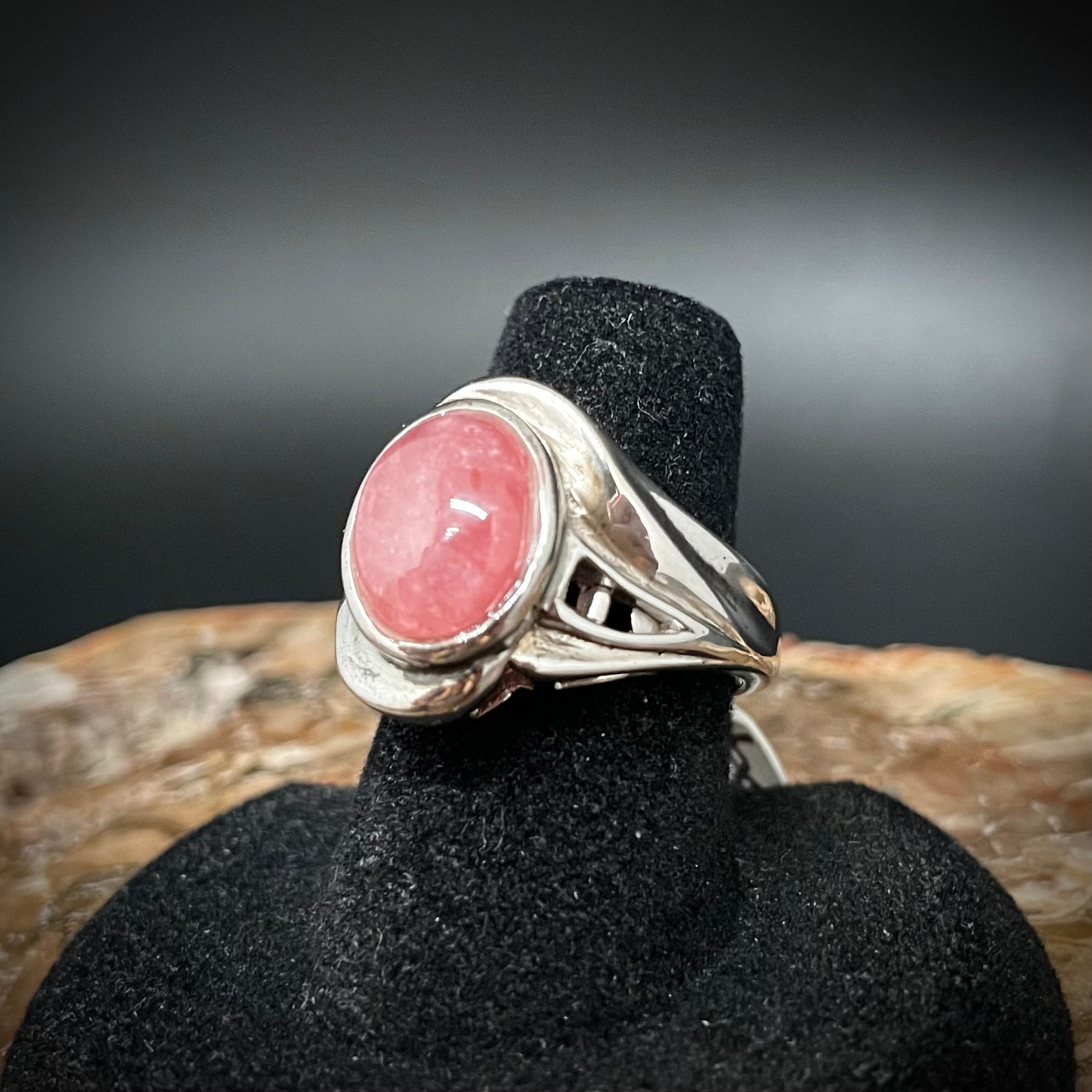 Rhodochrosite Gemmy Ring Size 6.5 - Sterling Silver