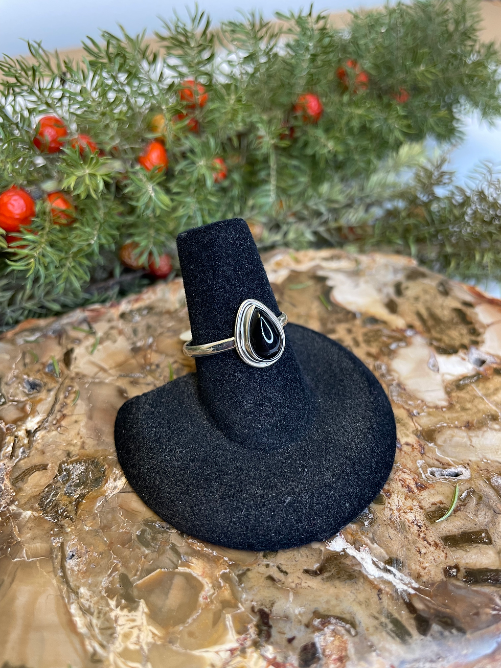 Thumbnail: Obsidian Ring - Sterling Silver