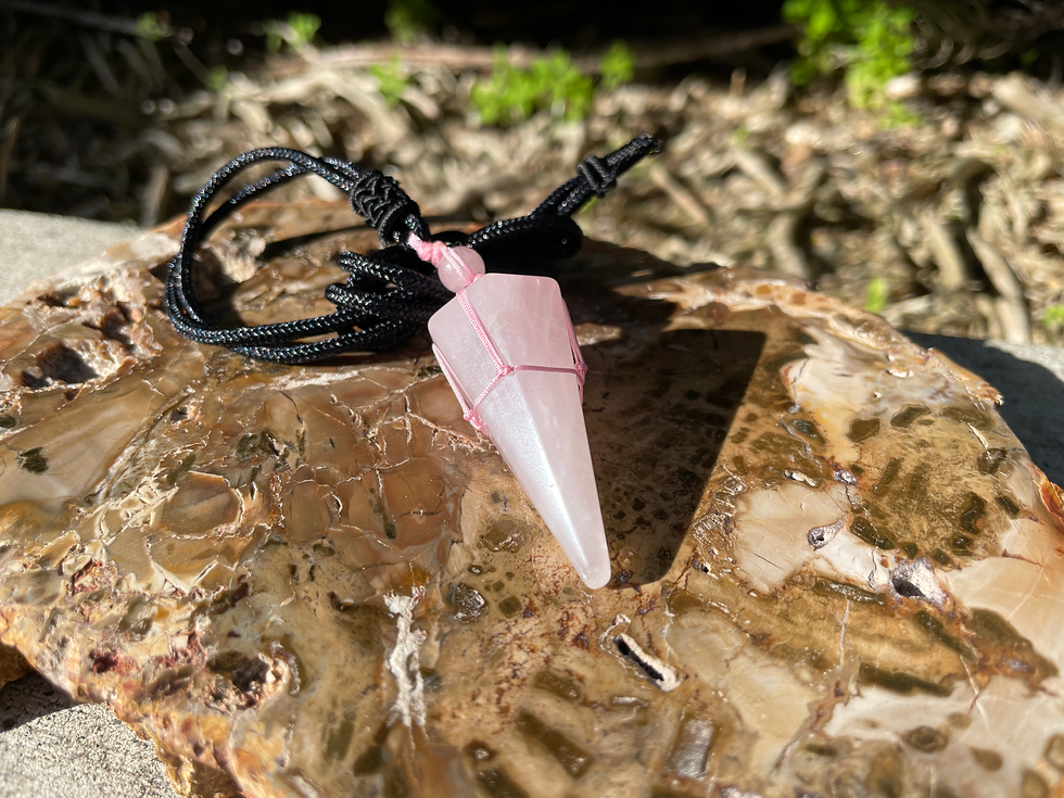Thumbnail: Rose Quartz Crystal Pendulum Necklace