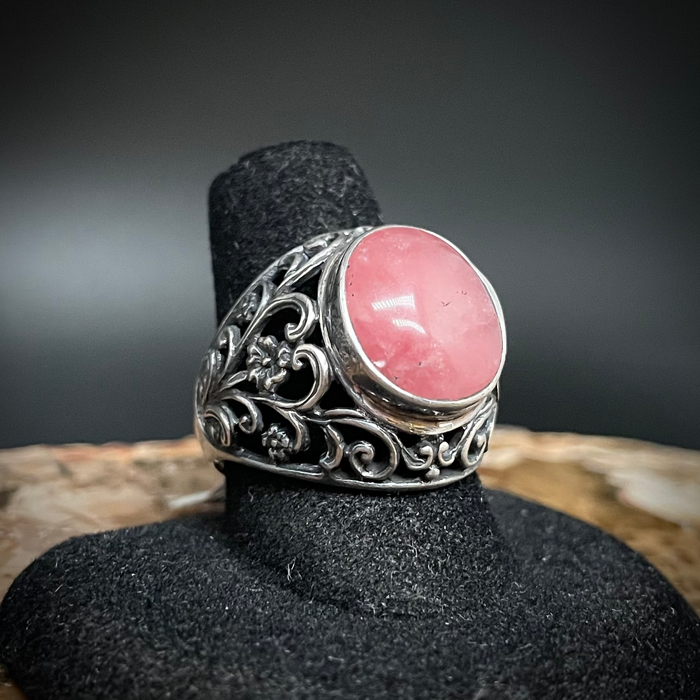 Thumbnail: Rhodochrosite Gemmy Ring Size 8 - Sterling Silver