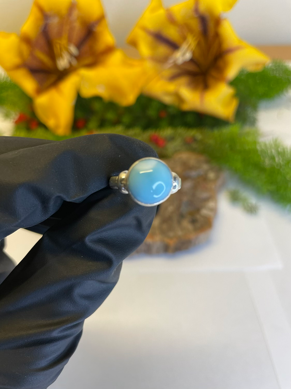 Thumbnail: Larimar Sterling Silver Ring - Round