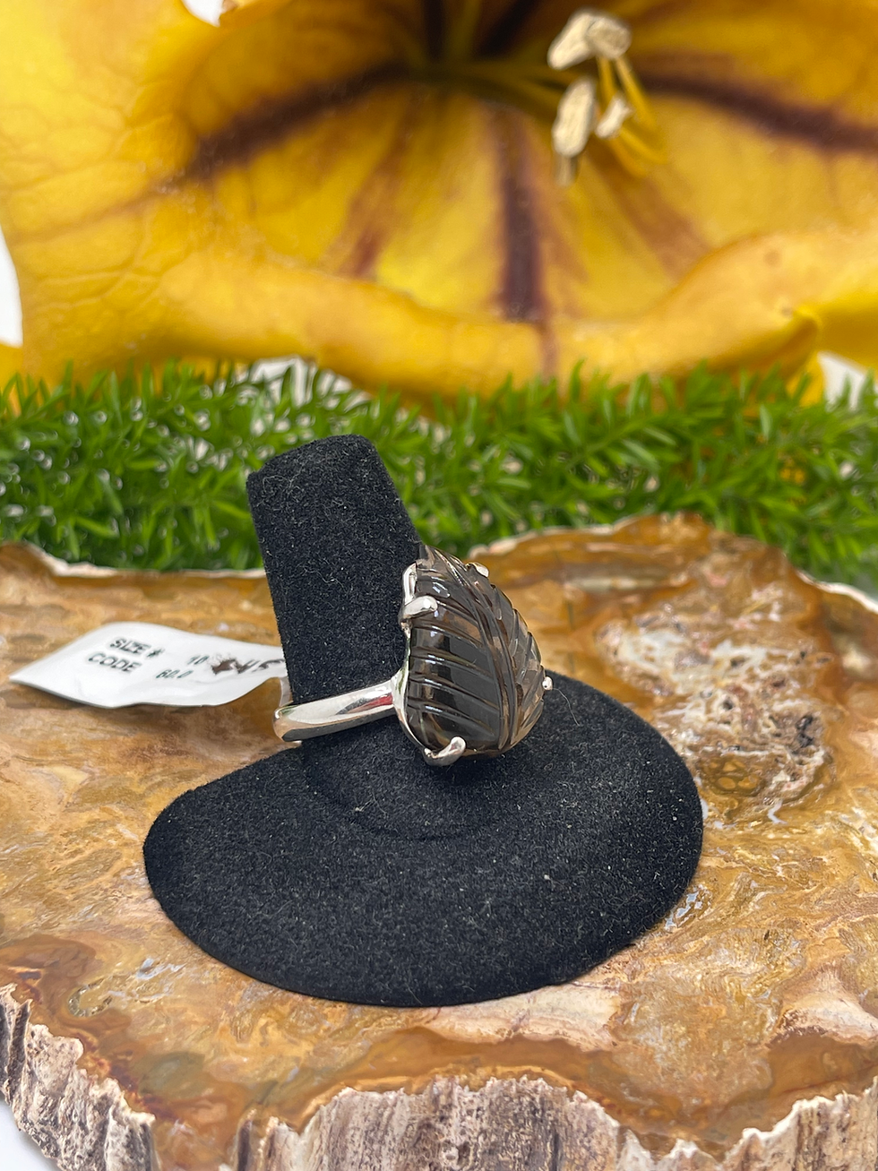Thumbnail: Smoky Quartz Sterling Silver ring size 10