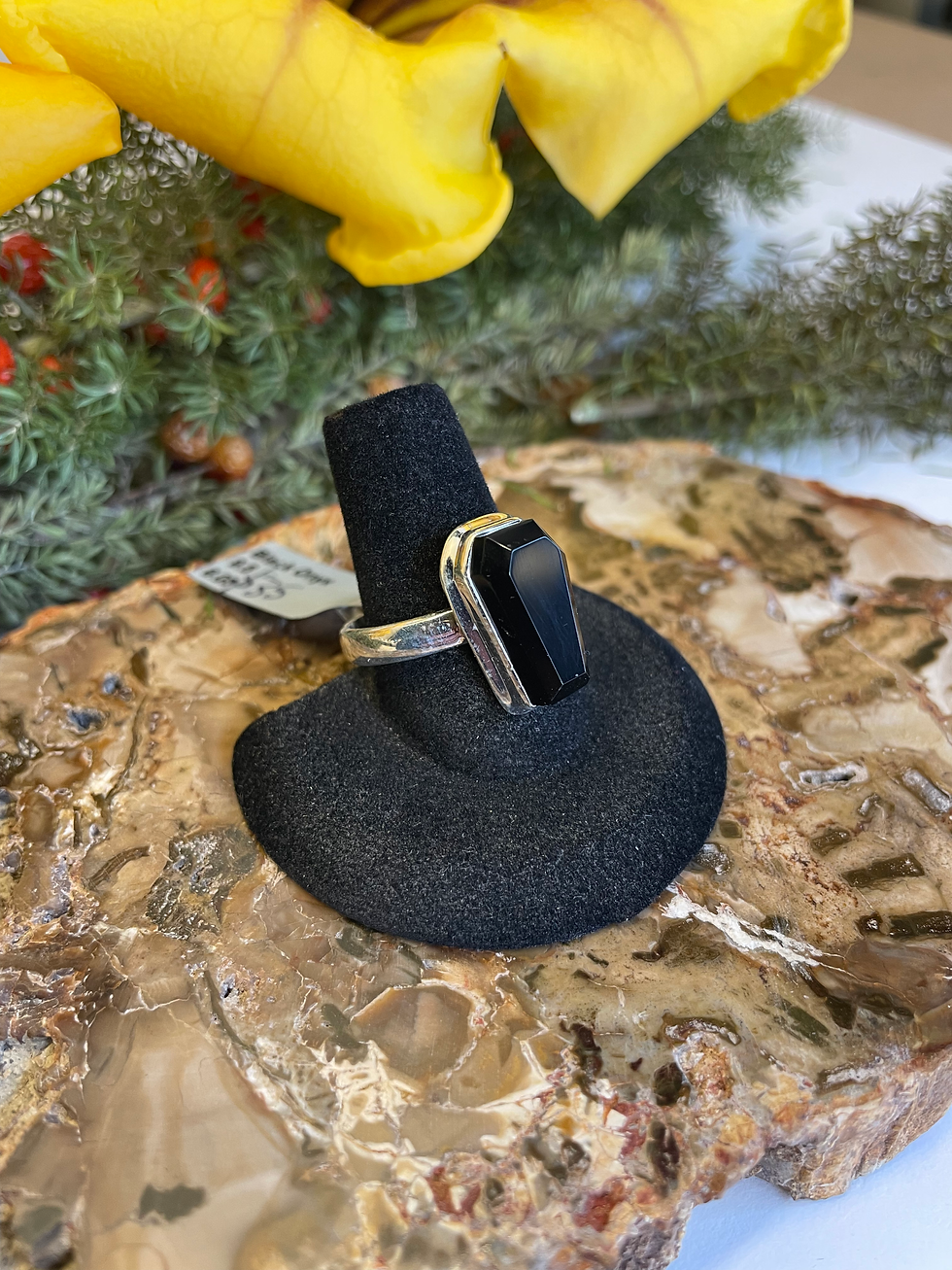 Thumbnail: Black Onyx Ring - Sterling Silver