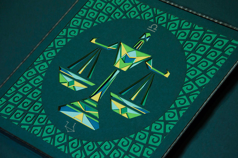 Thumbnail: Green and Yellow Layered 3D Paper Cutting Libra Wall Art