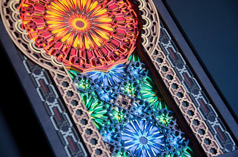 Thumbnail: Laser cut stacked vivid colored paper