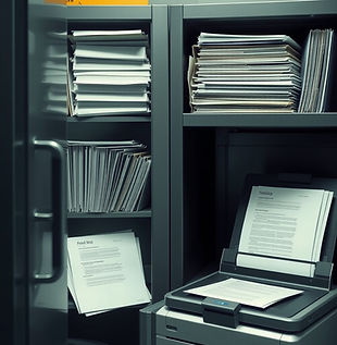 filing documents in a cabinet and scanni