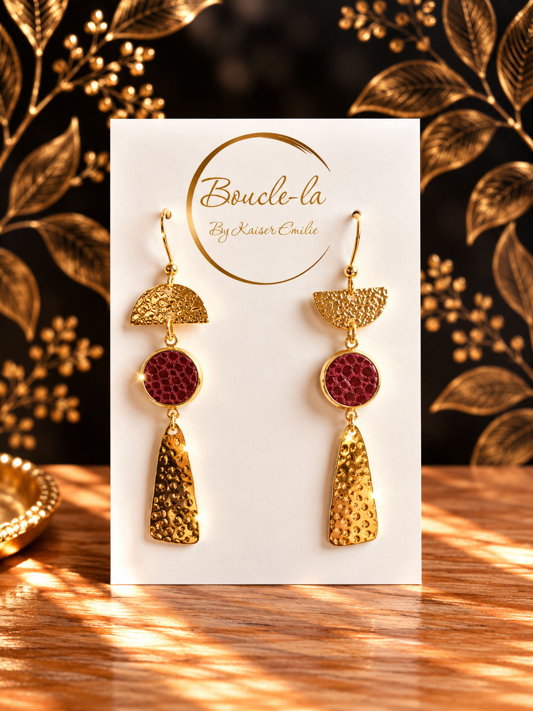 BO acier/cuir bordeaux 