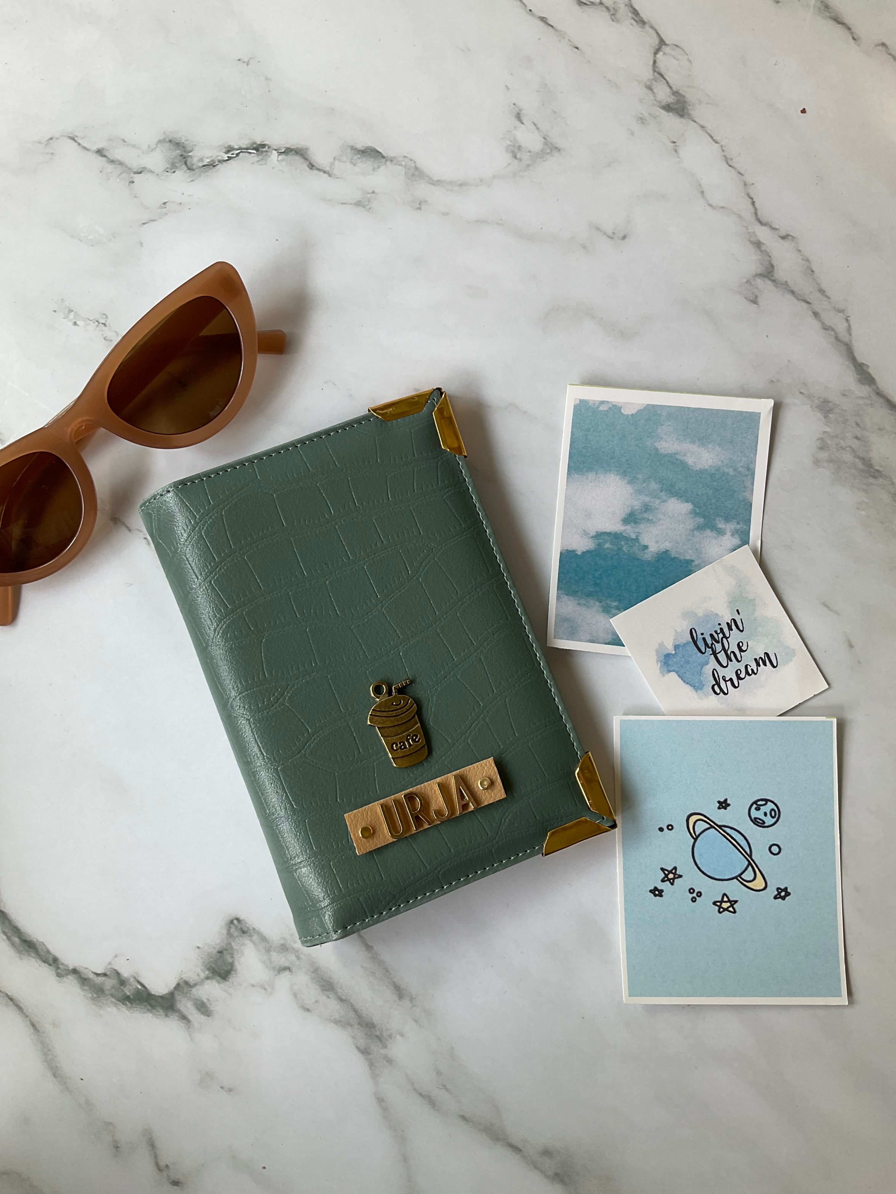 Teal croc passport cover