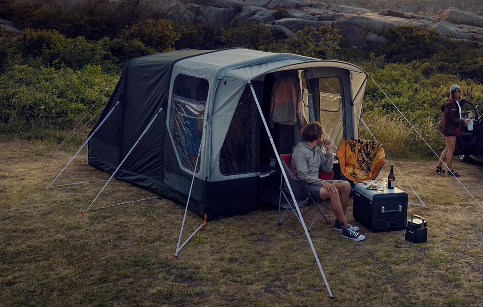 A typical campsite with a Dometic Inflatable tent erected.