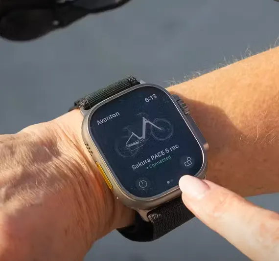 A view of the watch application for Aventon ebikes