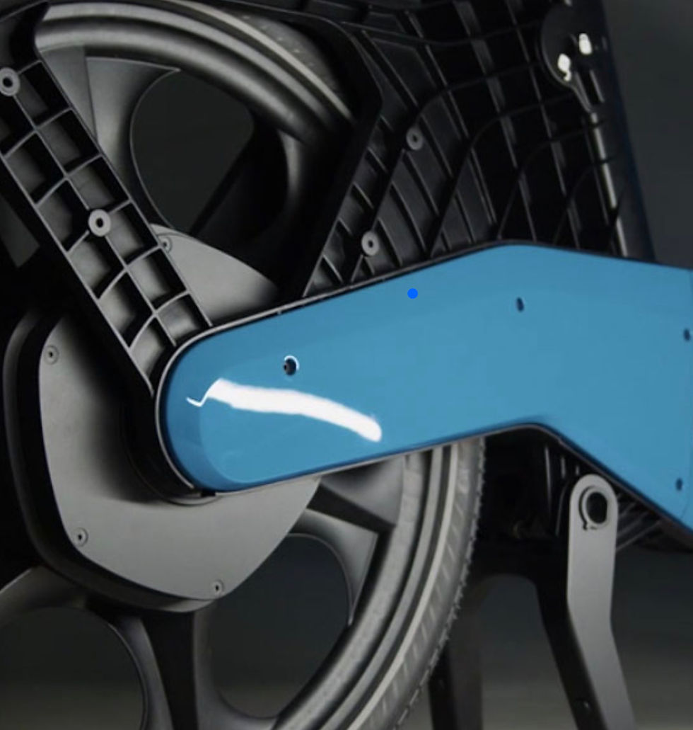 A close-up view of the one component wheel.