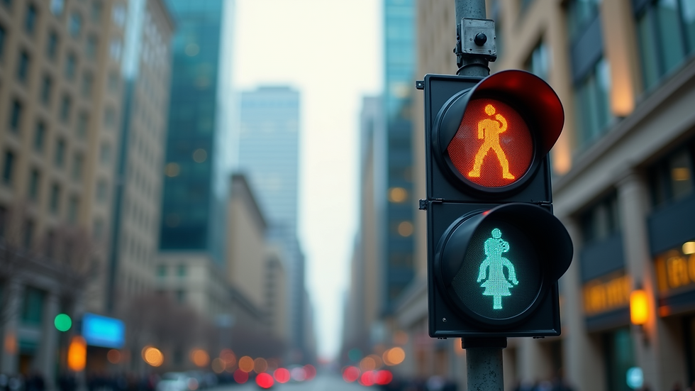 Close-up view of a smart traffic light with sensors