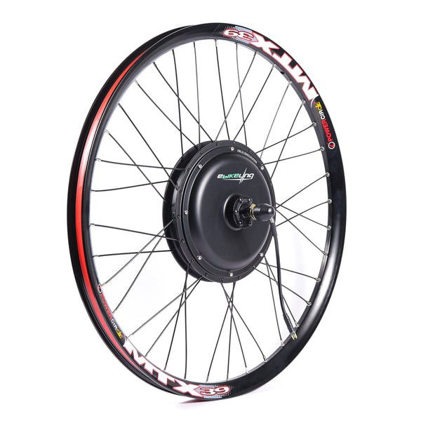 Ebikeling rear tire motorized rim for a standard mountain bike.