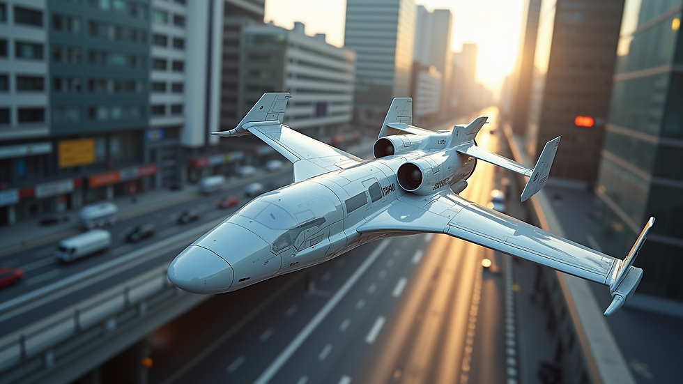 High angle view of a futuristic urban air mobility aircraft
