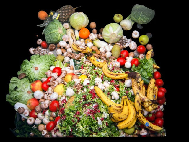 A pile of food waiting to be tossed into a landfill.