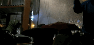 Experiencing a torrential downpour after the Spoon performance.