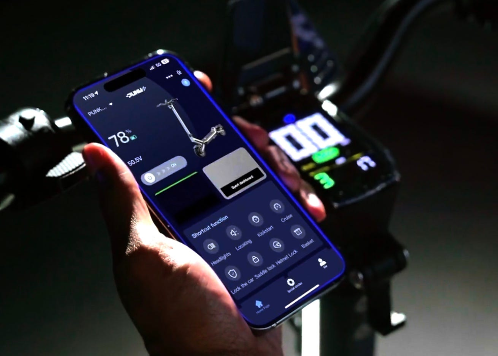 A closer look at the phone application for the Punk Rider Pro electric scooter.