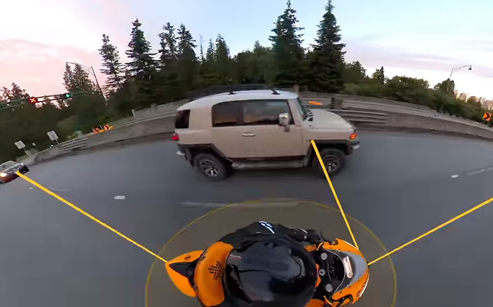 An overall view of a rider on their Damon Hypersport Premier electric motorcyle using CoPilot