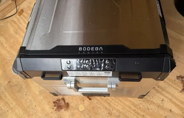 A closer look at the side manual controls on the BodegaCooler 79qt car fridge
