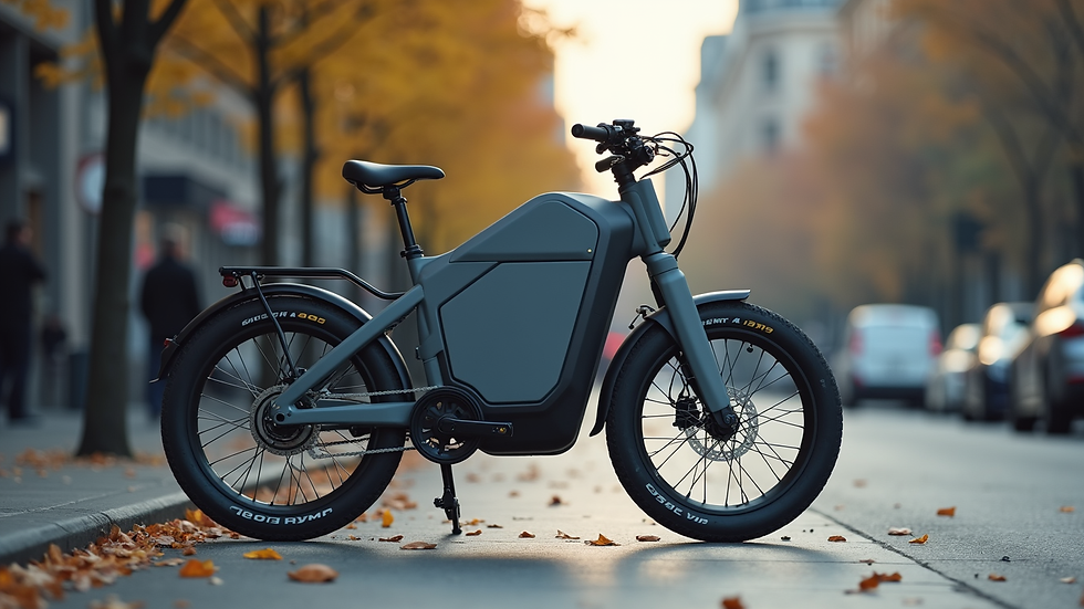 Eye-level view of Porsche eBike 2025 parked on a city street