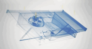 A cutaway view of the internal workings of the SOURCE panel as it produces potable drinking water 