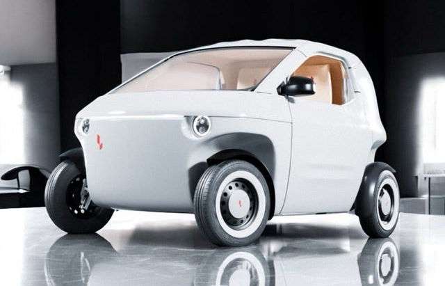 A closer look at the Luvly O light electric vehicle on full display 