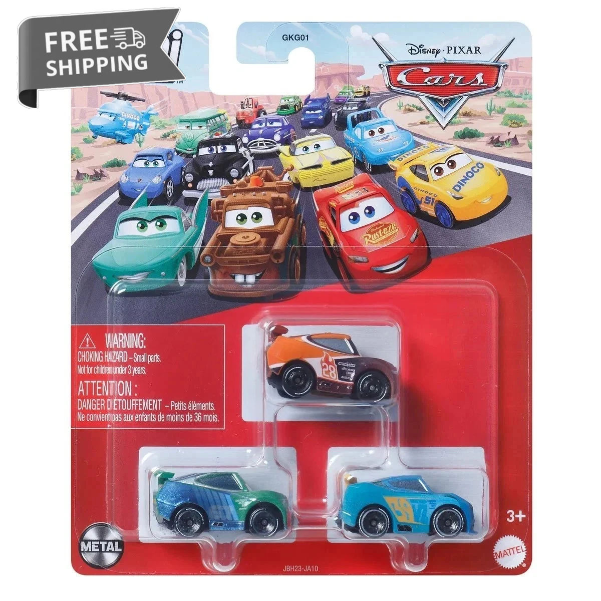 Disney Pixar Cars Mini Racers 3-Pack, Jim Reverick - Tim Treadless - Roters