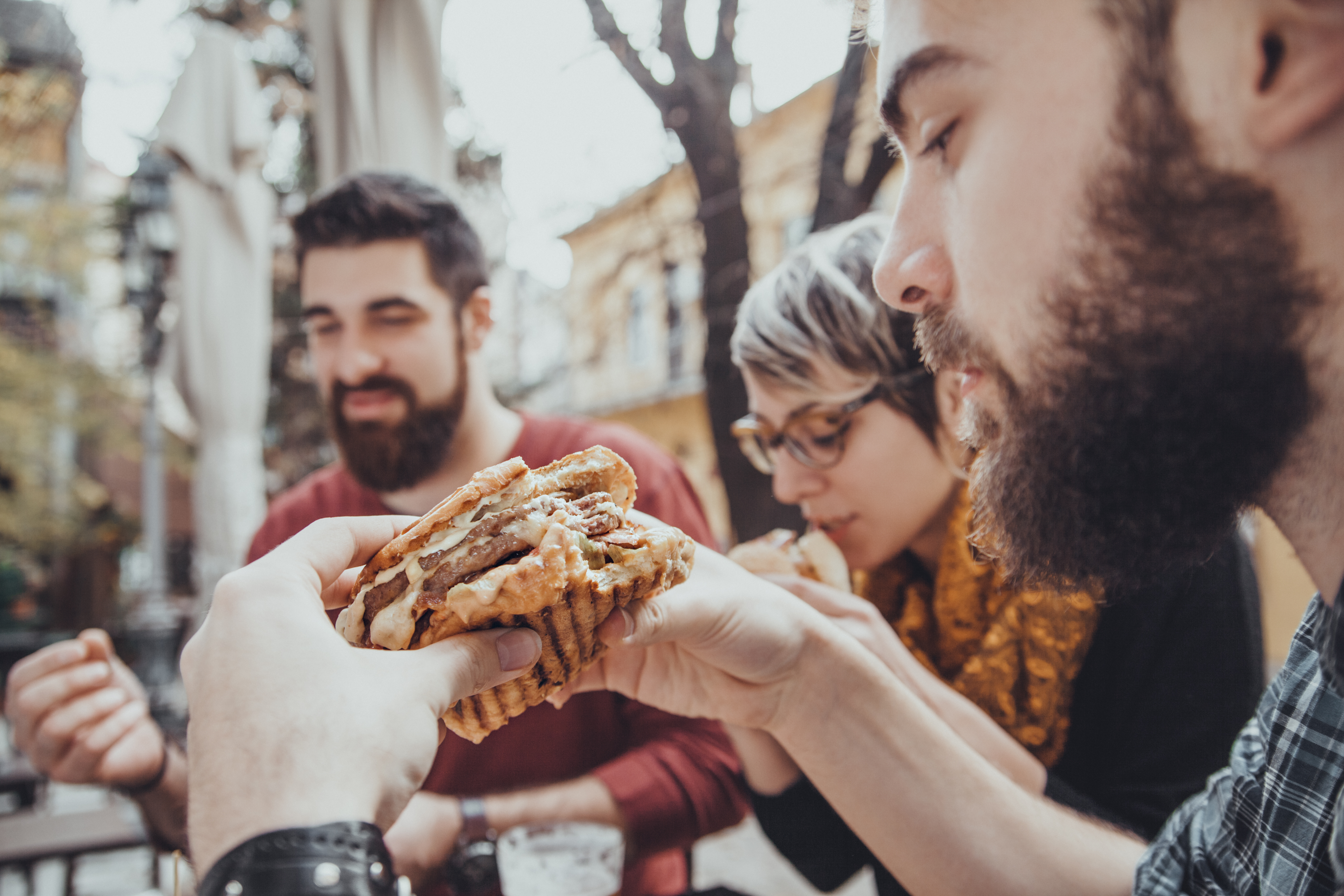 man eating quickly