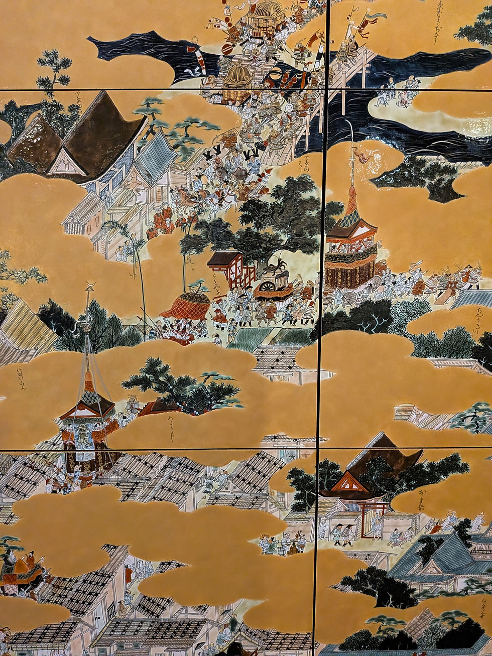 時を超えて描かれた祇園祭の山鉾巡行と京の町並みの屏風絵