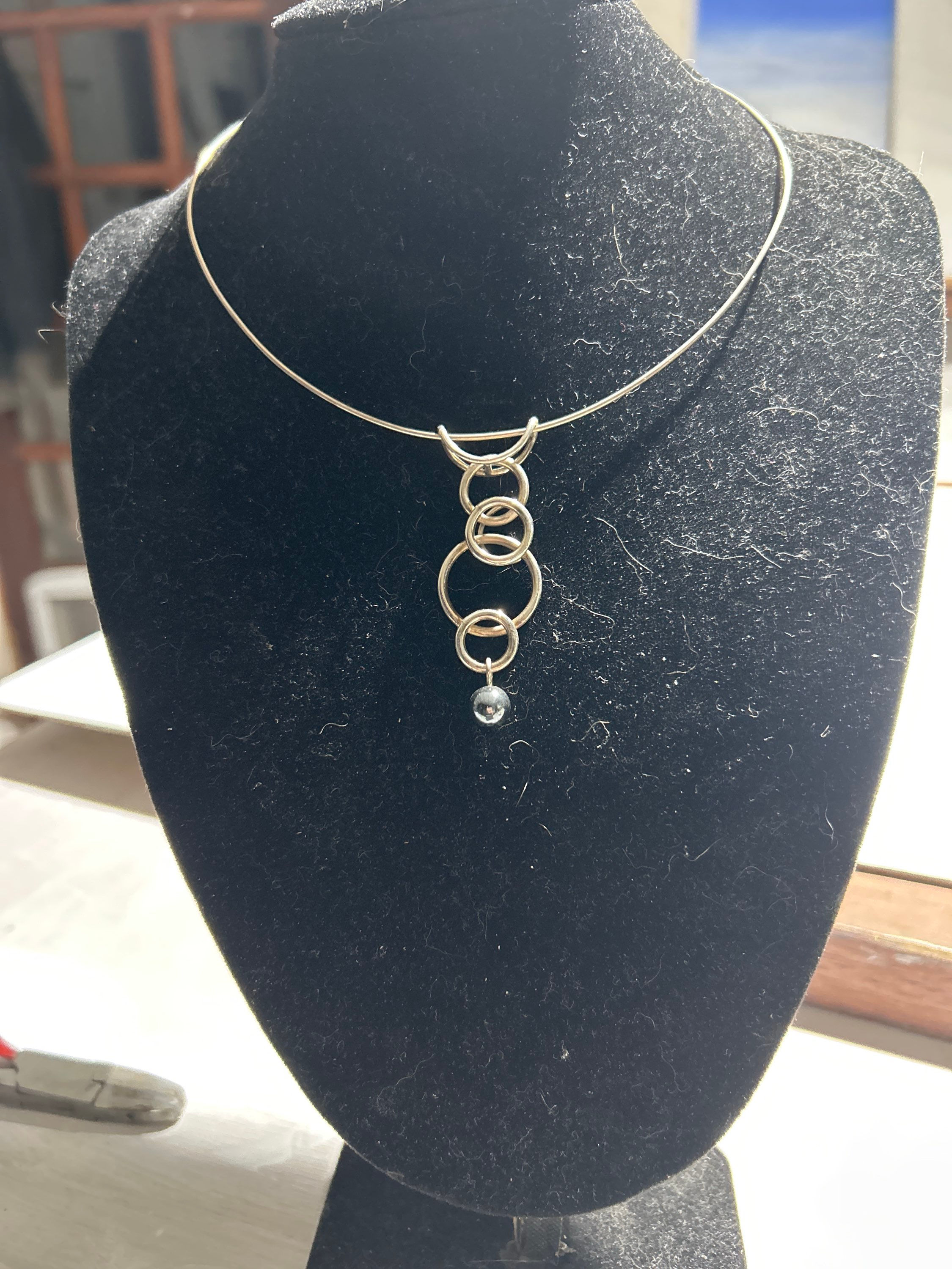 X83 Silver Pendant with Hematite Bead+Choker ..