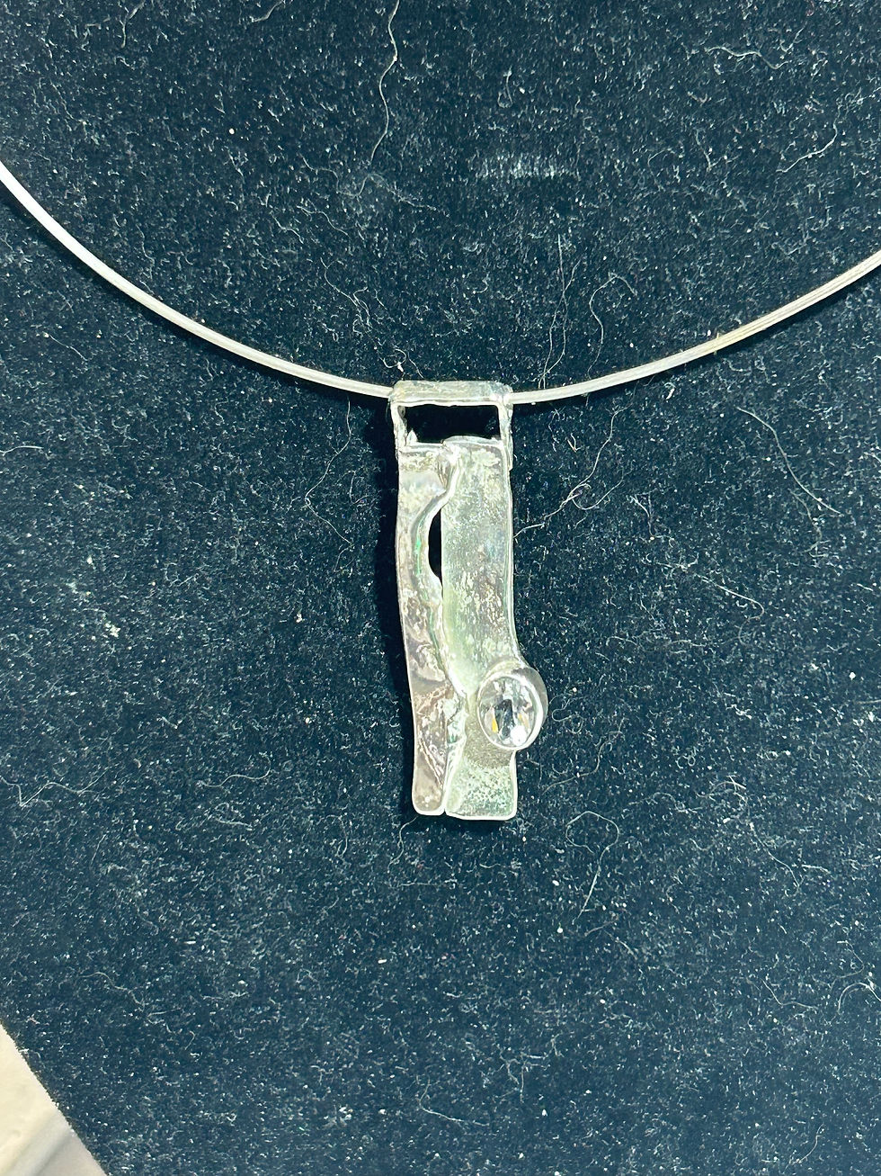 Thumbnail: X87 pendant - Silver- White Topaz +Choker…