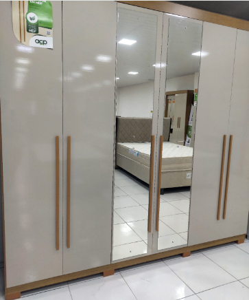 Miniatura: Roupeiro Núbia 6 Portas com Espelho – Espaço e Elegância para Seu Quarto!