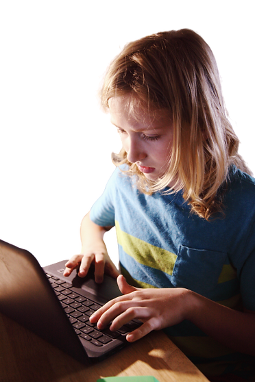 Child receiving tutoring online