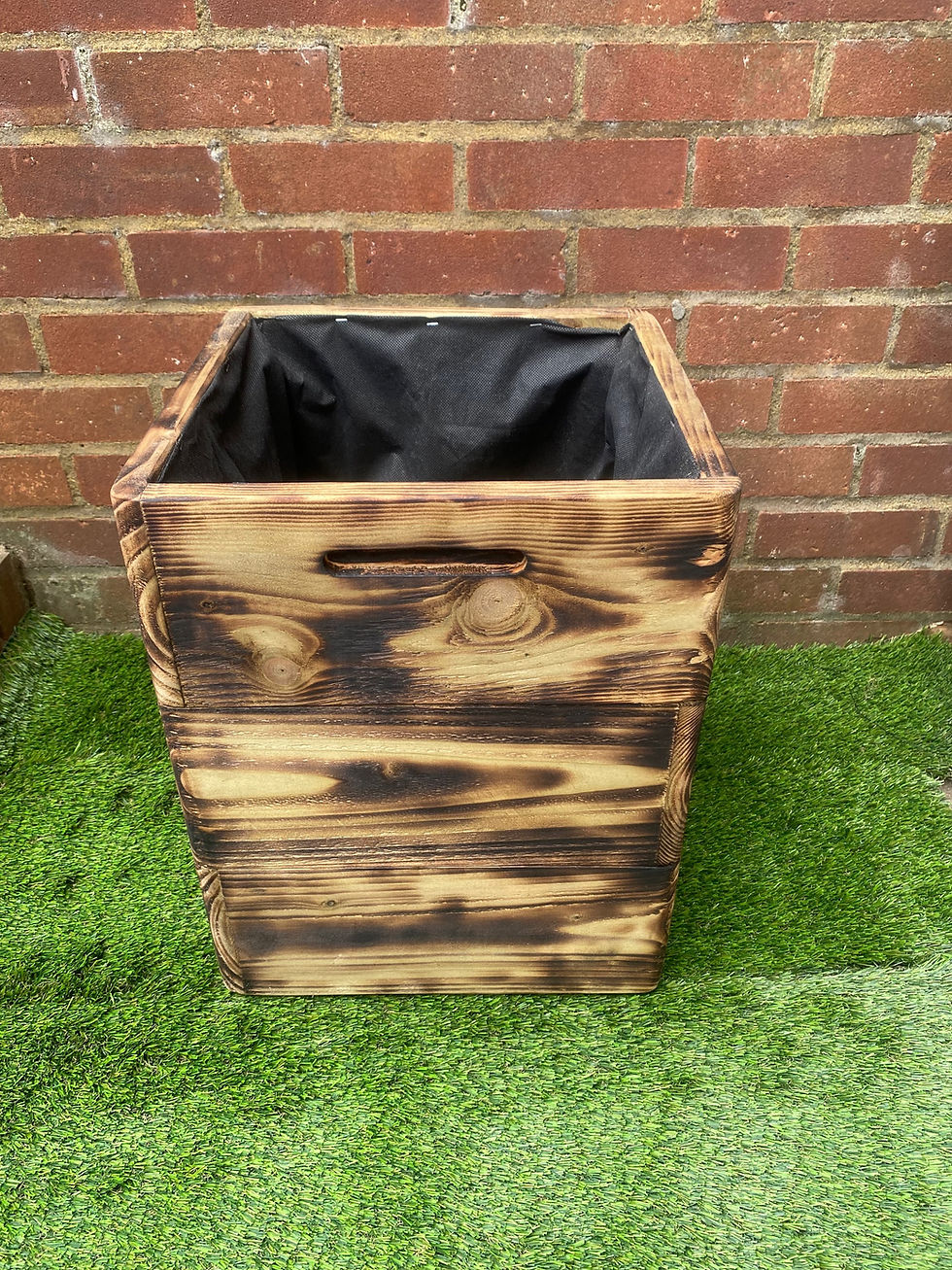 Thumbnail: Timber Box Planter, Rustic, Burnt effect